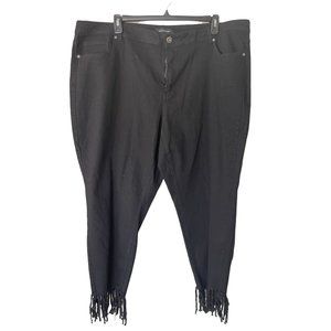 Ashley Stewart Black Denim Fringe Trim Jeans 26W